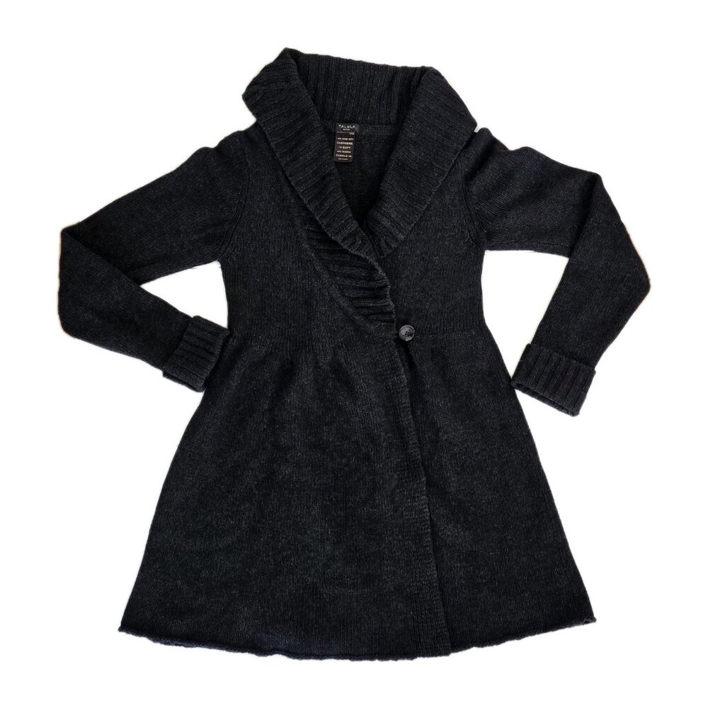 Talula Cardigan Womens M Gray Shawl Collar LS Button Wool Cashmere Angora Blend